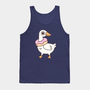 Cute Silly Goose With Donut Around Neck Tank Top